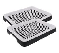 BIUDECO 2pcs Guinea Pig Toilet with Double-layer Design and Detachable Grids, Black Rabbit Litter Box for Small Animals Featuring Open Space and Easy to Carry Pp Material, Pet Toilet