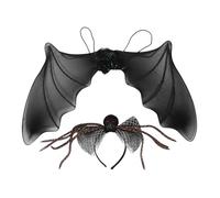 BIUDECO 2pcs Halloween Bat Wings Black Mesh Spiderweb Headband Vampire Demon Cosplay Costume Accessories for Party Party Decorations