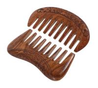 BIUDECO 2pcs Hand Carved Wooden Scalp Massage Comb with Wide Teeth for Gentle Detangling Long Thick Hair Intricate Artistic Pattern Round Square Styles for Versatile Use