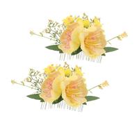 BIUDECO 2PCS Hawaiian Plumeria Flower Hair Comb Artificial Tropical Hibiscus Clip Lightweight Boho Bridal Hairpin for Beach Wedding Luau Party Accessories