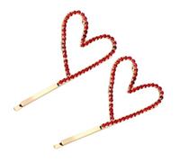 BIUDECO 2Pcs Heart-shaped Rhinestone Hair Clips for Women Alloy Bobby Pins with Hollow Design Elegant Valentine Day Hair Accessories and Double Bangs