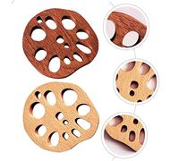 BIUDECO 2pcs Heat Resistant Wooden Coasters Irregular Lotus Slice Design Beech Wood Cup Pads for Coffee Tea Insulating Table Mats Protecting Surfaces From Heat and Scratches in Home and