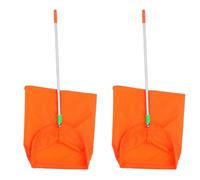 BIUDECO 2pcs Heavy-Duty Aluminum Commercial Dustpan with Handle Windproof Garden Waste Collector for Leaves and Debris Lightweight Upright Dust Pan for Home and Restaurant Cleaning Orange