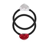 BIUDECO 2pcs High Elasticity Heart Hair Ties Soft and Strong Hold Ponytail Bands for Women White and Red Cute Hair Accessories for Sports Parties Everyday Use