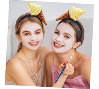 BIUDECO 2pcs Ice Cream Cone Headbands for Women Soft Hair Bands Comfortable Non Slip Dressy Hair Accessories for Makeup Face Washing and Stylish Hairstyles in Yellow and Pink