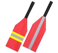 BIUDECO 2Pcs Kayak Safety Flags with Red Vertical and Horizontal Reflective Strips, Oxford Cloth Kayak Accessories for Water Sports, Boat Warning Flags for Kayaking and Travel Safety