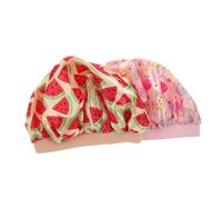 BIUDECO 2pcs Kids Sleeping Satin Cap Night Hat Kids Shower Cap Printed Satin Head Cover for Home Travel Children Watermelon Mixed Set