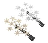 BIUDECO 2pcs Korean Rhinestone Star Hair Clips Sparkling Duckbill Barrettes for Women Versatile for Long Short Bang Hairstyles Modern Luxury Jewelry Accessories in Silver and Gold