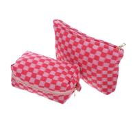 BIUDECO 2pcs Large Capacity Checkered Cosmetic Storage Bag Makeup Pouch for Organizing Makeup Skincare Travel and Daily Use