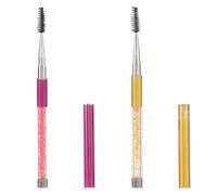 BIUDECO 2pcs Lash Wand with Rhinestone Plastic Handle Soft Spiral Eyelash Extension Brush for Gentle Lash Care Portable Eyelash and Brow Shaping Applicators Travel Friendly Beauty Tool