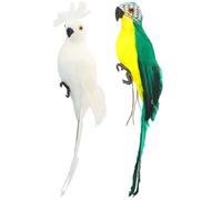 BIUDECO 2pcs Lifelike Simulated Parrot Model Artificial Bird Ornament for Garden Decor Indoor Outdoor Display Foam Craftsmanship Natural Flavor Accent