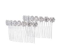 BIUDECO 2pcs Luxury Silver Sunflower Hair Comb Rhinestones Hair Accessories for Wedding Bridal Party Office Women Styling