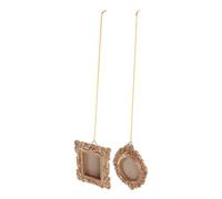 BIUDECO 2pcs Miniature Vintage Golden Picture Frames with Oval and Rectangular Resin Design, Flexible Display and Space-saving Photo Frames for Home Decor and Wedding Ornament