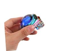 BIUDECO 2pcs Multicolored Crystal Skull Figurines Halloween Decorations Compact Glass Sculptures for Home Desk Shelf Festive Spooky Accent