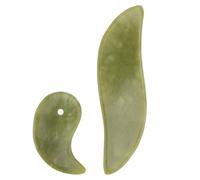 BIUDECO 2Pcs Natural Jade Gua Sha Board Face Massage Plates Smooth Skin Friendly Multi Function Facial Massager for Beauty and Health Therapy