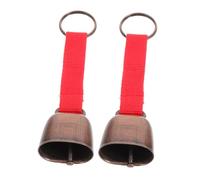 BIUDECO 2Pcs Outdoor Camping Bear Bells with Red Strap Vintage Warning Bells for Hiking Climbing Pet and Livestock Loud Clear Sound Easy Mute Pendant for Safety and Tracking