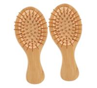 BIUDECO 2Pcs Oval Wooden Combs for All Hair Types Durable Mini Hairdressing Combs with Massage Function for Home and Travel Use for Family Styling Needs