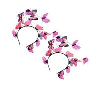 BIUDECO 2pcs Pink Butterfly Bridal Hairband for Women Wedding Headpiece Comfortable and Secure Hair Accessory for Tea Party and Costume Elegant Design with Unique Whimsical Style