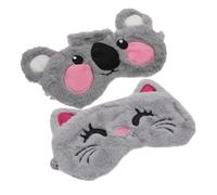 BIUDECO 2pcs Plush Cartoon Animal Eye Masks Patches for Comfortable Shading and Relaxation Suitable for Travel Home Office Camping Lightweight Blindfolds for Rest and Light Blocking