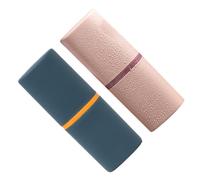 BIUDECO 2pcs Portable One Washing Cup and Toothbrush Case Compact Storage Box with Rounded Corners for Home and Travel Dark Blue and Pink