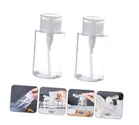 BIUDECO 2Pcs Push Down Pump Dispenser Bottles for Cosmetics Liquid Skincare Travel Containers for Easy Refill and Reuse Suitable for Nail Polish Remover and Makeup Storage