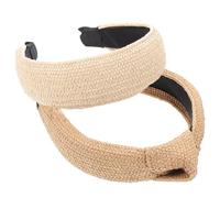 BIUDECO 2pcs Raffia Style Headbands 5cm Woven Knotted and Straight Edge Hair Bands for Women Beach Party Hair Accessories Retro