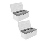 BIUDECO 2pcs Refillable Wipes Dispenser Box with Lid Wipe Holder for Bathroom and Travel Dustproof Tissue Container for Home and Office Storage Easy Access Wet Organizer in Grey