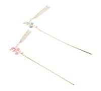 BIUDECO 2pcs Retro Moon and Star Hairpin with Elegant Tassels for Women Vintage Chinese Hair Sticks for Flower Hair Accessories for Special Events