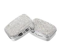 BIUDECO 2pcs Rhinestone Travel Pill Organizer Compartment Design Portable Daily Medicine Case for Tablets and Vitamins Compact Square Pill Dispenser for Pocket and Travel Use