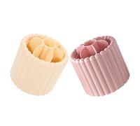 BIUDECO 2Pcs Rotating Makeup Brush Holder Organizer Cups, Milk Yellow and Pink Cosmetic Pen Storage Box for Vanity Desk and Bathroom Countertop