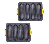 BIUDECO 2Pcs Silicone French Bread Baking Mold Tray with Slotted Design Non Stick Pan for Loaves Heat Efficient Dessert Bakeware for and Cake Preparation