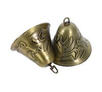 BIUDECO 2pcs Small Vintage Feng Shui Wind Chime Bells with Angel Design, Iron Plated with Copper, 2.36x2.36 Inch, Soothing Sound and Versatile Hanging Options for Home and Garden