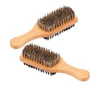 BIUDECO 2pcs Soft Bristle Beard Brush for Men Medium Boar Bristle Grooming Comb Facial Massage Tool Travel-friendly Beard Straightener for Thick Hair Care