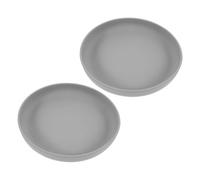 BIUDECO 2pcs Spill Silicone Scoop Dish with Suction Base for Seniors and Disabled Adults Anti-tip Adaptive Dinnerware Plate in Dark Grey Easy Clean and Stable for Independent Eating