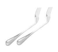 BIUDECO 2pcs Stainless Steel Angled Forks for Elderly Right-Handed Use Ergonomic Feeding Utensils with Smooth Handles Wrist Stress Relief Dining Aids for Disabled and Seniors Comfortable