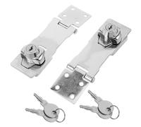 BIUDECO 2Pcs Stainless Steel Hasp Latch Lock with Brass Core 4-Inch Flat Corner Cabinet Locks with Keys for Small Doors Drawers Cupboards and Wooden Boxes for Office and Home Use