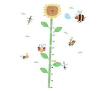 BIUDECO 2pcs Sunflower Height Wall Stickers Removable PVC Home Decor for Boys and Girls