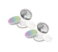 BIUDECO 2PCS Ultra Thin Iridescent Loose Powder Box with Flip-lid and Elastic Mesh Portable Refillable Makeup Powder Containers for Even Distribution Go Touch-up