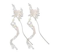 BIUDECO 2pcs Vintage Chinese Hair Chopsticks for Women with Moon and Flower Tassels Metal Hairpins for Hanfu and Traditional Costume Hairstyles Classic Elegant Accessories