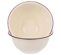 BIUDECO 2Pcs Vintage Enamel Mixing Bowl Deep Ivory White Retro Kitchen Soup and Salad Basins Multi Function Enamelware for Serving Mixing and Cooking with Splash Resistant Design