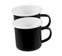BIUDECO 2pcs Vintage Enamel Water Cups Drinking Mugs with Comfortable Handles for Hot and Cold Beverages at Home