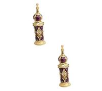 BIUDECO 2pcs Vintage Glass Perfume Bottle Gold and Purple Middle Eastern Style Essential Oil Container for Travel and Wedding Decoration Elegant Design for Women