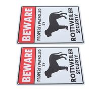 BIUDECO 2pcs Warning Beware of Dog Signs for Property Security Metal Rottweiler Alert Plaques Vintage Design Outdoor Protection Notices to Deter Trespassers and Inform Visitors