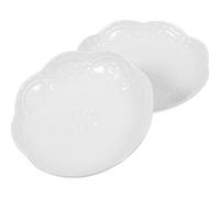 BIUDECO 2pcs White Ceramic Floral Butterfly Relief Sauce Dishes Small Appetizer Plates for Dipping Condiments and Snacks Serving in Kitchen and Dining