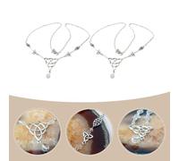 BIUDECO 2Pcs White Gothic Head Chain Set Crystal Beads, Irish Knot Forehead Hair Accessory for Bridal, Wedding, and Birthday Hair Decor