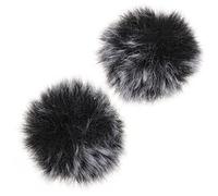 BIUDECO 2pcs Windproof Microphone Covers Clip-on Microphone Guard Noise Reduction Black and Grey Fur 5mm Protective Mic Covers for Live Streaming and Recording