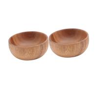 BIUDECO 2pcs Wooden Serving Plates with Elegant Acacia Grain Multifunctional Salad and Dessert Bowls for Kitchen and Dining Hand Polished Smooth Texture for Home and Hotel Use