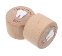 BIUDECO 2pcs Wooden Tooth Fairy Keepsake Boxes for Tooth Holder Storage Case with 5.2cm Diameter x 3.5cm Height - for Boys and Shower