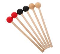 BIUDECO 3 Pairs Wooden round Head Drum Mallets Percussion Sticks for Xylophone Tongue Drum Hand Percussion Cowbells Short Handle Instrument Accessories for Musicians