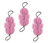 BIUDECO 3-pcs Large Pink Bath Loofah Sponge Set, Soft Shower Puff Body Washing Scrubber for Exfoliating and Foaming, Suitable for Daily Bathing and Sensitive Skin Care